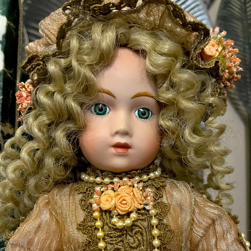 Porcelain Reproduction Doll 14” by Patricia Loveless W/Box, COA and Stand